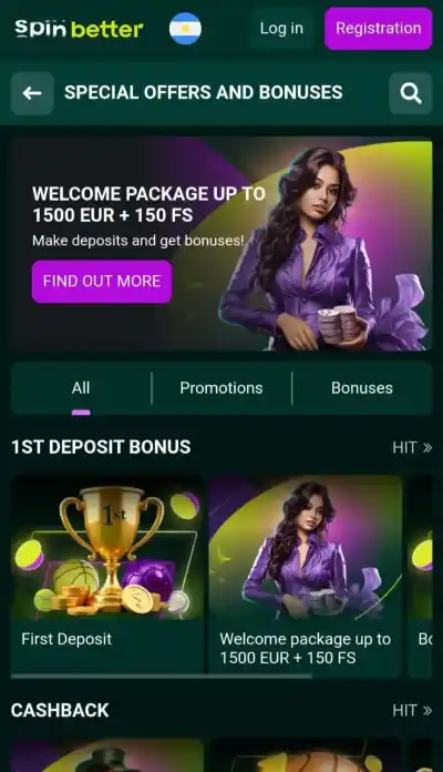 Current official SpinBetter mobile website or verified Android download page